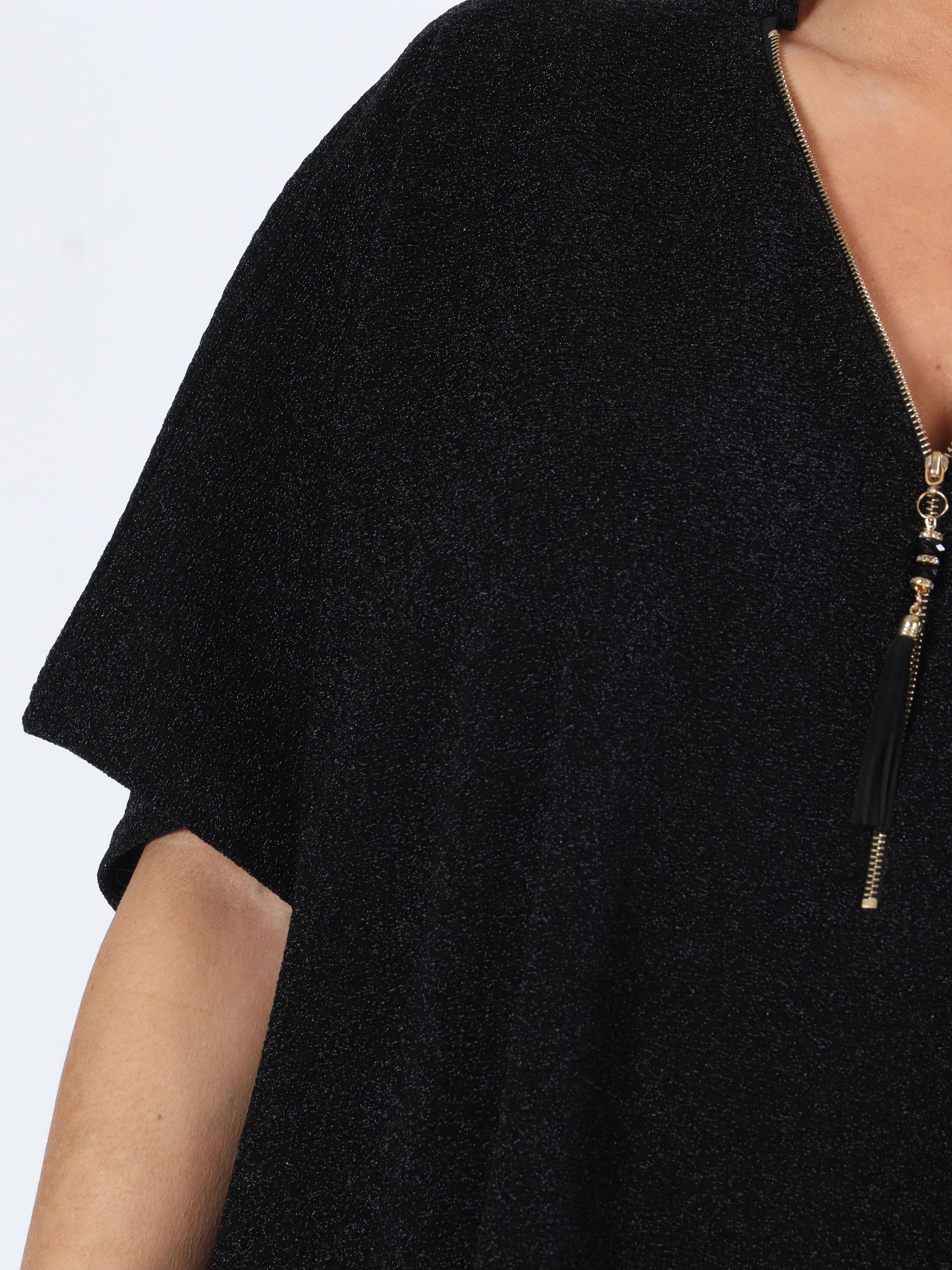 Milagrosa - Glittertunika i stora storlekar - Black